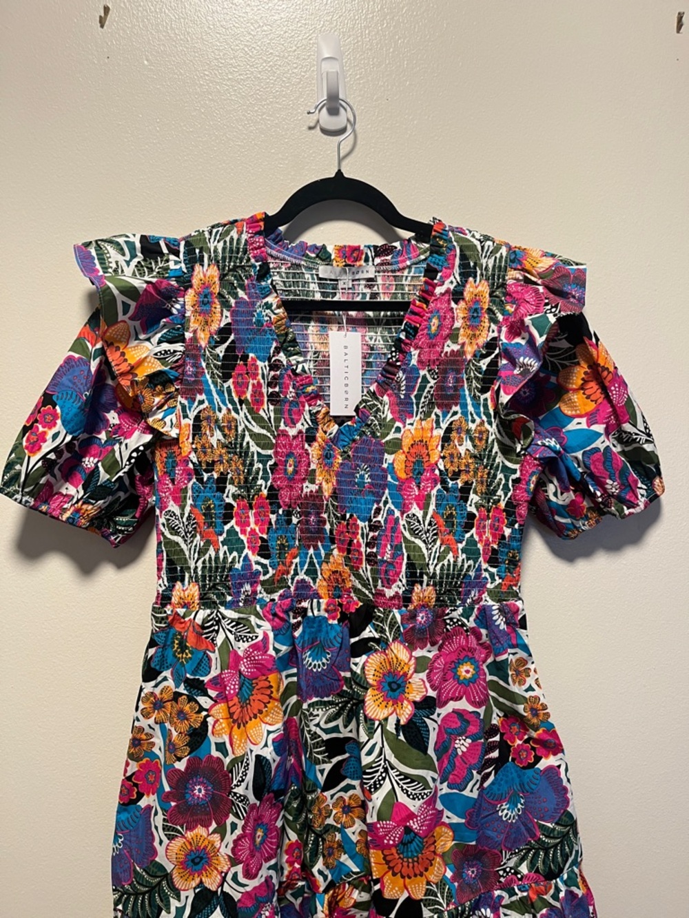 BALTIC BORN (NWT) Kyrie Puff Sleeve Short Dress, Multicolor Floral, Size XL - Picture 4 of 13